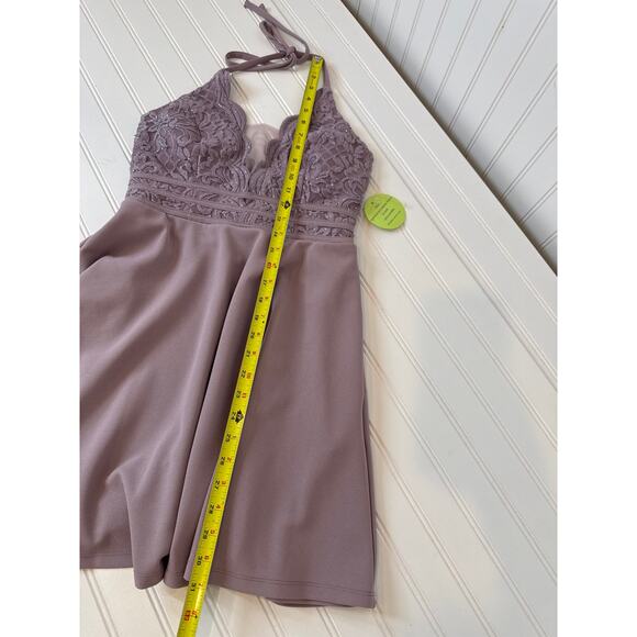 NWT Speechless Scalloped Lace Fit & Flare Dress Lavender Cocktail Size 7 JUNIORS - Picture 7 of 8